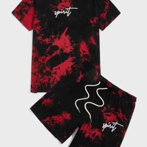 Tie Dye Tee & Drawstring Waist Track Shorts