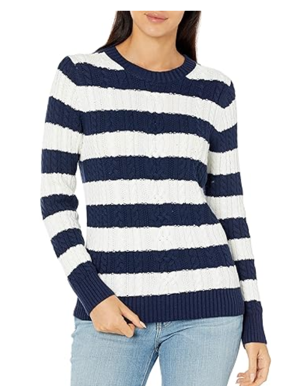 Women’s Cable Long-Sleeve Crewneck Sweater