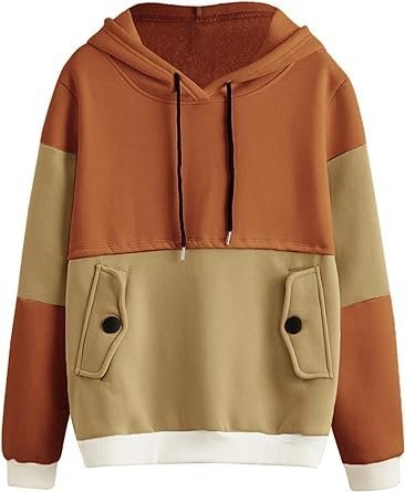 Color Block Fleece Hoodie with Pockets