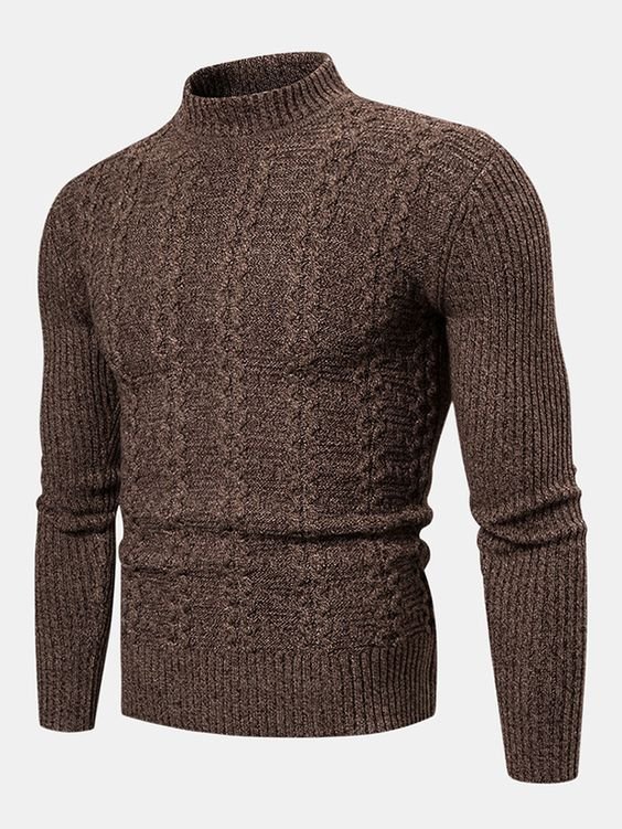 Men's Casual Long Sleeve Cable Sleeve Sweaters